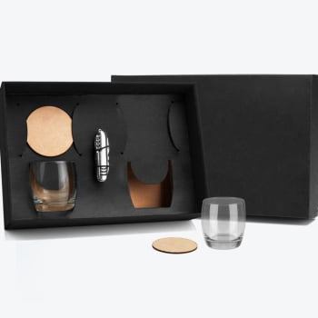 Kit Whisky Personalizado 5 Peças Com Canivete SMKT-90083 Brinde Personalizado