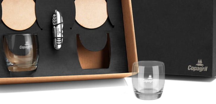 Kit Whisky Personalizado 5 Peças Com Canivete SMKT-90083 Brinde Personalizado