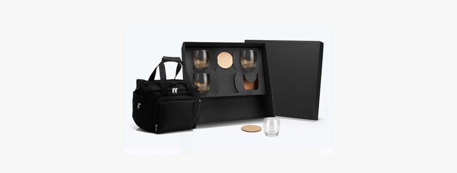 Kit Whisky Personalizado 9 Peças Com Bolsa Térmica SMKT-90081 Brindes Personalizados