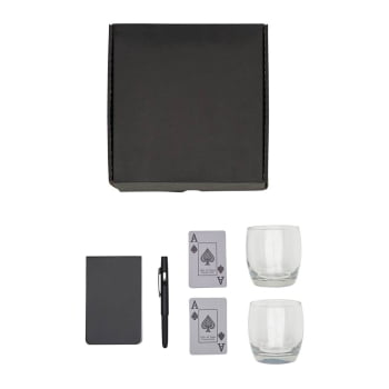 Kit Whisky Personalizado Com Baralho SMKT-90085 Brinde Personalizado