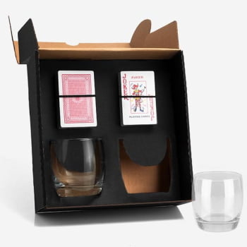 Kit Whisky Personalizado Com Baralho SMKT-90085 Brinde Personalizado