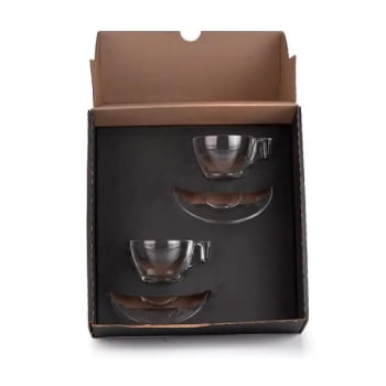Kit Xícaras Personalizada 90 ML 4 Peças SMCO-03092 Brindes Personalizados