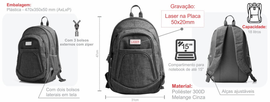 Mochila Personalizada Poliéster 18 Litros SMMA-01302 Brinde Personalizado