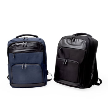 Mochila Personalizada Quatro Compartimentos Poliéster com Detalhes em Couro Sintético 29L X06045 Brindes Personalizados