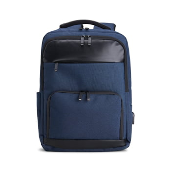 Mochila Personalizada Quatro Compartimentos Poliéster com Detalhes em Couro Sintético 29L X06045 Brindes Personalizados