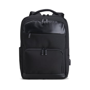 Mochila Personalizada Quatro Compartimentos Poliéster com Detalhes em Couro Sintético 29L X06045 Brindes Personalizados