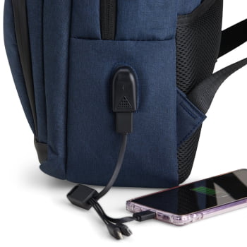 Mochila Personalizada Quatro Compartimentos Poliéster com Detalhes em Couro Sintético 29L X06045 Brindes Personalizados