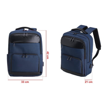 Mochila Personalizada Quatro Compartimentos Poliéster com Detalhes em Couro Sintético 29L X06045 Brindes Personalizados