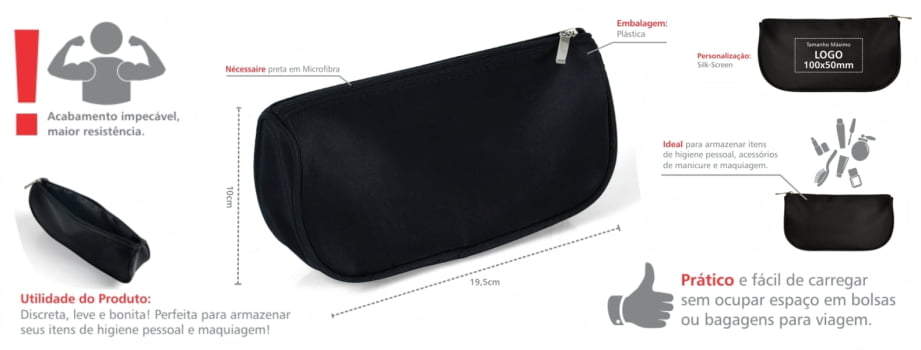 Necessaire Personalizada Microfibra SMMA-09741 Brinde Personalizado