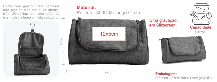 Necessaire Personalizada Poliéster SMMA-09102 Brindes Personalizados