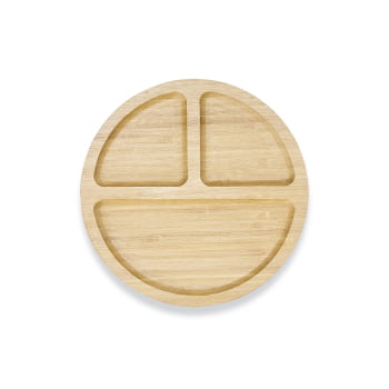 Petisqueira Personalizada 20x20 cm Redonda Bambu 3 Divisórias X18666PC Brindes Personalizados