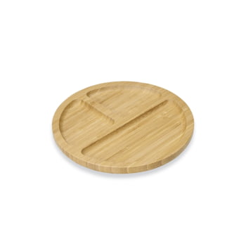 Petisqueira Personalizada 20x20 cm Redonda Bambu 3 Divisórias X18666PC Brindes Personalizados