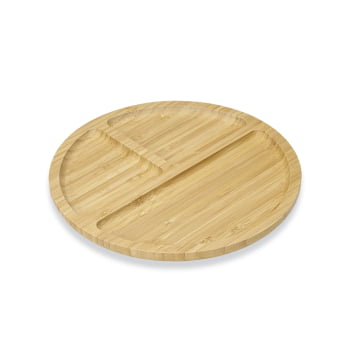 Petisqueira Personalizada 25x25 cm Redonda Bambu 3 Divisórias X18666M Brinde Personalizado