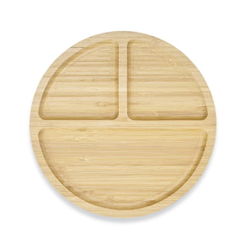 Petisqueira Personalizada 25x25 cm Redonda Bambu 3 Divisórias X18666M Brinde Personalizado