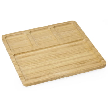 Petisqueira Personalizada 28x28 cm Bambu com 4 Divisórias X18669 Brinde Personalizado