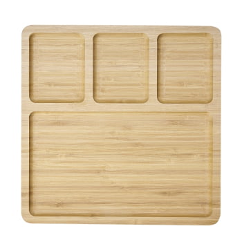 Petisqueira Personalizada 28x28 cm Bambu com 4 Divisórias X18669 Brinde Personalizado