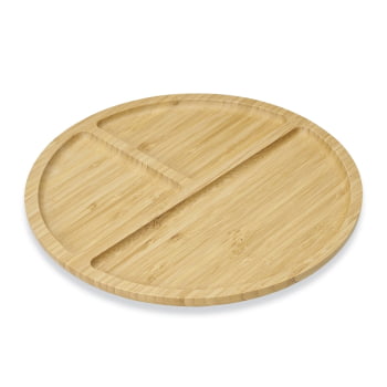 Petisqueira Personalizada 30x30 cm Redonda Bambu 3 Divisórias X18666G Brindes Personalizados