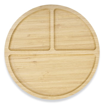 Petisqueira Personalizada 30x30 cm Redonda Bambu 3 Divisórias X18666G Brindes Personalizados