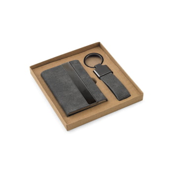 Kit Porta Cartão e Chaveiro Personalizado Metal e Poliéster SP95100 Brinde Personalizado