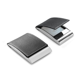 Porta Cartões Personalizado Metal e Couro Sintético SP93308 Brindes Personalizados