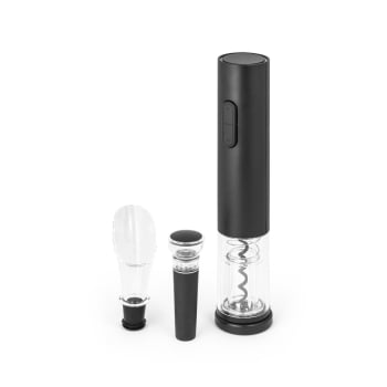 Kit Vinho Personalizado Saca Rolhas Elétrico Corta Cápsulas, Rolha a vácuo e Salva-Gotas SP94248 Brindes Personalizados