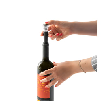 Kit Vinho Personalizado Saca Rolhas Elétrico Corta Cápsulas, Rolha a vácuo e Salva-Gotas SP94248 Brindes Personalizados