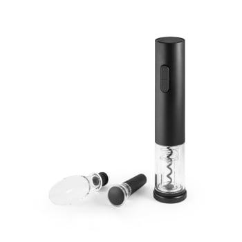 Kit Vinho Personalizado Saca Rolhas Elétrico Corta Cápsulas, Rolha a vácuo e Salva-Gotas SP94248 Brindes Personalizados