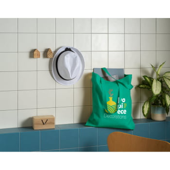 Sacola Personalizada Algodão e Poliéster Reciclado Sustentável MSP92084 Bindes Personalizados