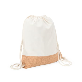 Mochila Personalizada Sacola Sacochila Lona e Cortiça com Alças em Algodão X08078 Brinde Personalizado