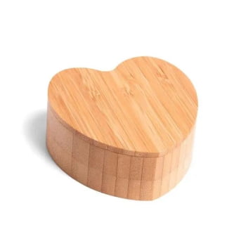 Saleiro Personalizado Bambu Formato de Coração SMTE-00233 Brinde Personalizado
