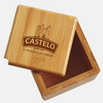 Saleiro Personalizado Bambu Tampa Giratória SMTE-00203 Brindes Personalizado