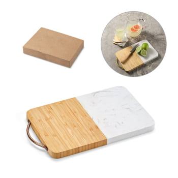 Tábua de Corte Personalizada Bambu e Mármore SP94341 30x20 cm Brinde Personalizado