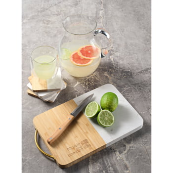 Tábua de Corte Personalizada Bambu e Mármore SP94341 30x20 cm Brinde Personalizado