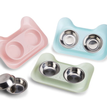 Tigela de PET Personalizada Aço inoxidável Dupla X03150 Brinde Personalizado