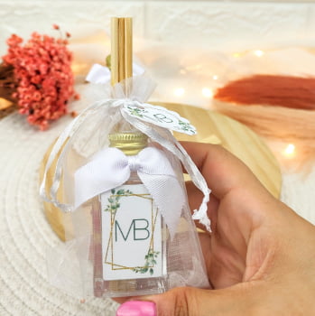 LEMBRANCINHA DE CASAMENTO AROMATIZADOR DIFUSOR 30ML ORGANZA LAÇO GORGURÃO