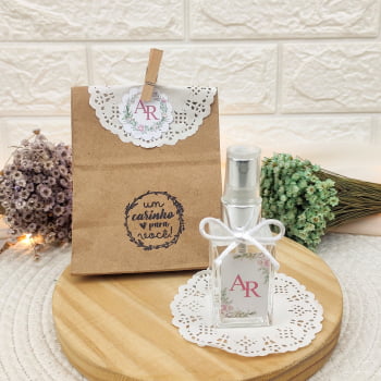 LEMBRANCINHA DE CASAMENTO HOME SPRAY 30ML SACO KRAFT FIO DE SEDA