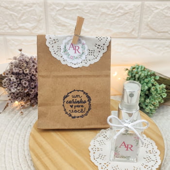 LEMBRANCINHA DE CASAMENTO HOME SPRAY 30ML SACO KRAFT FIO DE SEDA