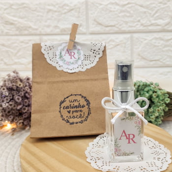 LEMBRANCINHA DE CASAMENTO HOME SPRAY 30ML SACO KRAFT FIO DE SEDA