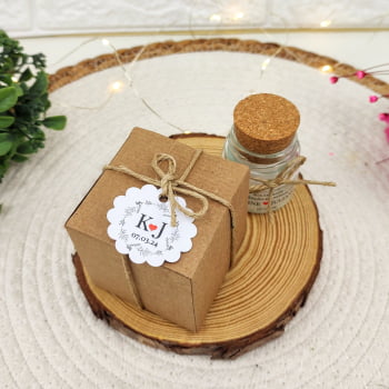 LEMBRANCINHA DE CASAMENTO VELA AROMÁTICA 40G CAIXA KRAFT JUTA AD TRANSPARENTE