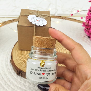 LEMBRANCINHA DE CASAMENTO VELA AROMÁTICA 40G CAIXA KRAFT PINGENTE CORAÇÃO AD TRANSPARENTE