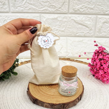 LEMBRANCINHA DE CASAMENTO VELA AROMÁTICA 40G SACO ALGODÃO FIO DE SEDA AD TRANSPARENTE