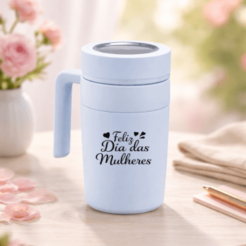 Brinde Dia Das Mulheres Personalizado Caneca Térmica Inox 500 ml com Termômetro Digital X18641-MULHER Brinde Personalizado