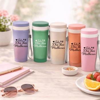 Brinde Dia Das Mulheres Personalizado Copo Sustentável Fibra de Bambu 350 ML X03006-MULHER Brindes Personalizados