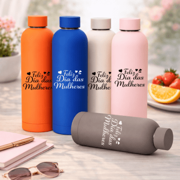 Brinde Dia Das Mulheres Personalizado Garrafa Inox 750 ml XE@09071-MULHER Brinde Personalizado