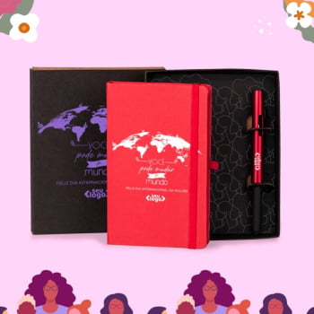 Brinde Dia Das Mulheres Personalizado Kit Caderneta com Caneta 80 Folhas Caneta Touch SMLE-31734-MULHER Brindes Personalizados