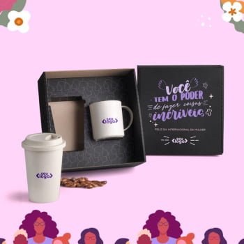 Brinde Dia Das Mulheres Personalizado Kit Copo e Caneca Bambu SMKT-90160-MULHER Brindes Personalizados