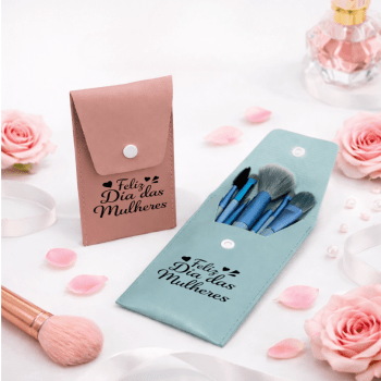 Brinde Dia Das Mulheres Personalizado Kit Pincel Couro Sintético 8 Peças X18876-MULHER Brindes Personalizados