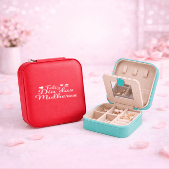 Brinde Dia Das Mulheres Personalizado Porta Joias Com Espelho e Divisórias MX08142-MULHER Brindes Personalizados