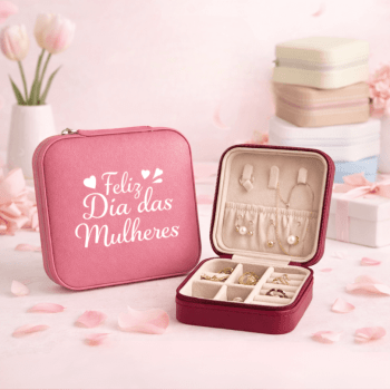 Brinde Dia Das Mulheres Personalizado Porta Joias Couro Sintético Revestimento Aveludado MX01622-MULHER Brindes Personalizados