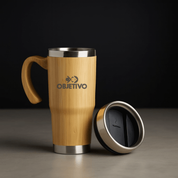 Brinde Presente Dia dos Professores Personalizado Caneca Sustentável Personalizada Bambu 500 ML X18643-PROF
